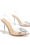 Stetnode Luxe Affair Embellished Clear Pointed Toe Pumps - Nude