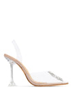 Stetnode Luxe Affair Embellished Clear Pointed Toe Pumps - Nude