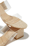 Stetnode Yara Clear Strap Block Mid Heel Mules - Natural