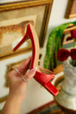 Stetnode Nellie Mid Heel Mules - Red