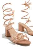 Stetnode Fantasy Embellished Around The Ankle Coil Block Heels - Nude