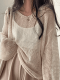 Stetnode Oversized Long Sleeve Crochet Knit Top