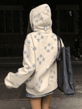 Stetnode Oversized Star Print Zip Up Hoodie