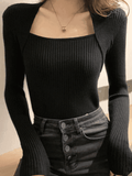 Stetnode Patchwork Rib Knit Sweater