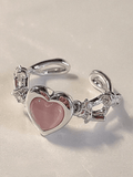 Stetnode Pink Heart Pattern Cuff Ring