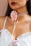 Stetnode Satin Flower Choker Necklace