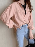 Stetnode Pleated Oversized Long Sleeve Blouse