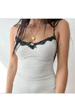 Stetnode Polka Dot Lace-Trim Slip Dress