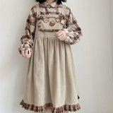 Stetnode Sweet Teddy Overalls Sleeveless Kawaii Cottagecore Dress