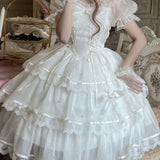 Stetnode Crystalline Eclair Frosting Fairycore Princesscore Dress with Petticoat Skirt Bottoms Set