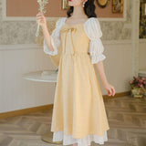 Stetnode Lemon Custard Tarte Fairycore Cottagecore Dress