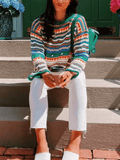 Stetnode Rainbow Stripe Crochet Knit Sweater