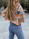 Stetnode Rainbow Stripe Crochet Knit Sweater