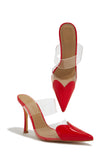 Stetnode Forever Love Pointed Toe High Heel Mules - Red