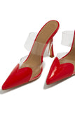 Stetnode Forever Love Pointed Toe High Heel Mules - Red