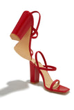 Stetnode  Slingback Block High Heels - Red