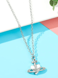 Stetnode Rhinestone Cross Heart Pendant Necklace