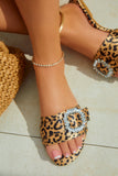 Stetnode Embellished Slip On Sandals - Leopard