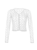 Stetnode Sheer Lace Long Sleeve Crop Blouse