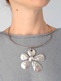 Stetnode Silver Big Flower Pendant Necklace