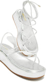 Stetnode Mykonos Island Lace Up Platform Sandals - Silver