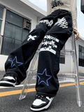 Stetnode Star Letter Graphic Cargo Jeans