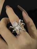 Stetnode Stone Decor Spider Cuff Ring