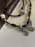 Stetnode Vintage Beads Stone Butterfly Necklace