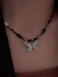 Stetnode Vintage Beads Stone Butterfly Necklace