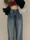 Stetnode Vintage Faded Wash Straight Leg Boyfriend Jeans