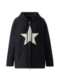 Stetnode Vintage Star Patch Baggy Zip Up Hoodie