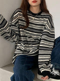 Stetnode Vintage Striped Crew Neck Pullover Sweater