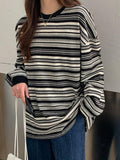 Stetnode Vintage Striped Crew Neck Pullover Sweater