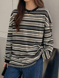 Stetnode Vintage Striped Crew Neck Pullover Sweater