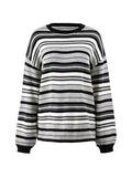 Stetnode Vintage Striped Crew Neck Pullover Sweater