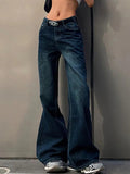 Stetnode Vintage Washed Distressed Flare Jeans