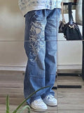 Stetnode Vintage Washed Heart Print Jeans