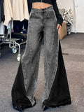 Stetnode Washed Splice Wide Leg Boyfriend Jeans