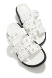 Stetnode Amani Studded Embellished Slip On Sandals - White