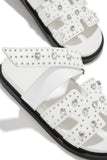 Stetnode Amani Studded Embellished Slip On Sandals - White