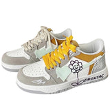 Stetnode back to school Yellow & Grey Flower Sneakers