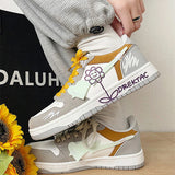 Stetnode back to school Yellow & Grey Flower Sneakers