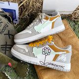 Stetnode back to school Yellow & Grey Flower Sneakers